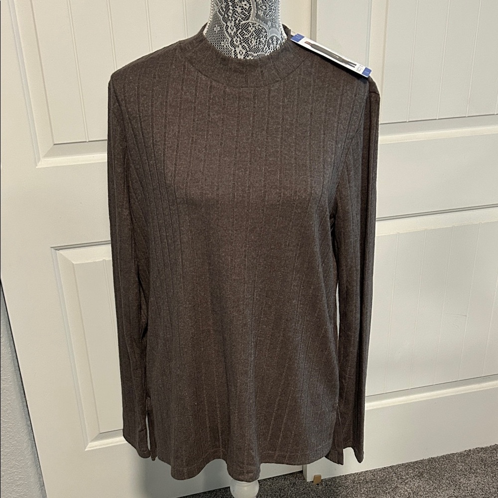 Matty M Ribbed Mock Neck Tunic L